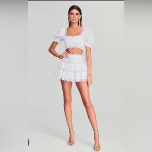Charo Ruiz Judy Top & Greta Skirt White Lace Ensemble